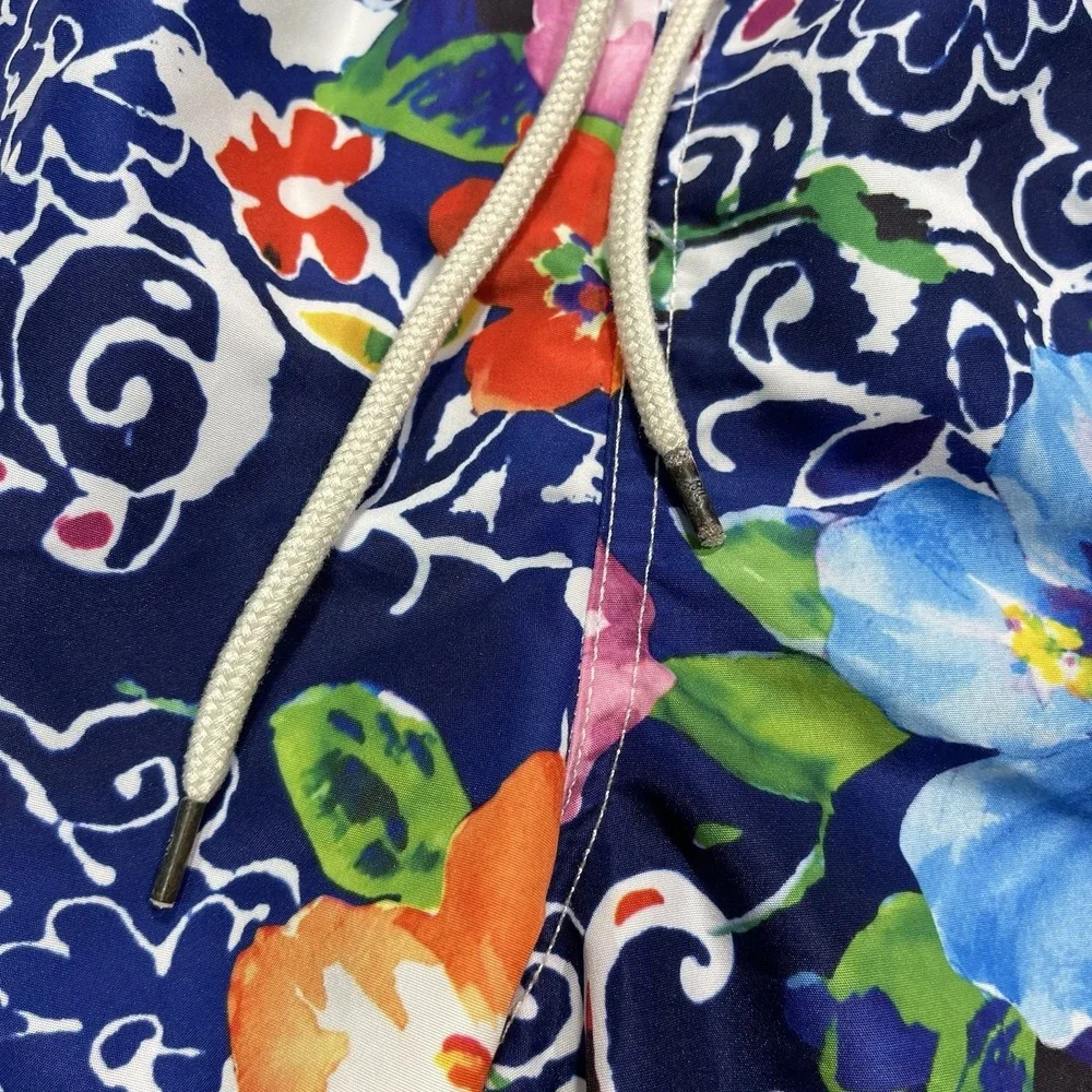 Polo Ralph Lauren‎ Mens Swim Trunks Shorts Blue Floral Print Drawstring Size XL